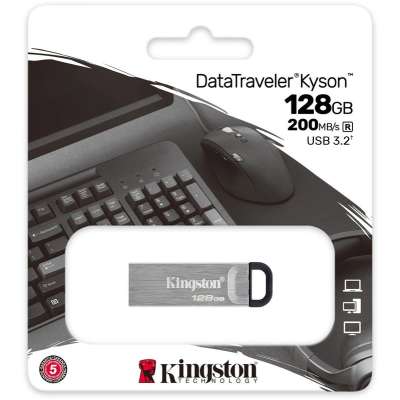 Kingston DataTraveler Kyson 128GB USB Stick 3.2 Flash Drive - Silver