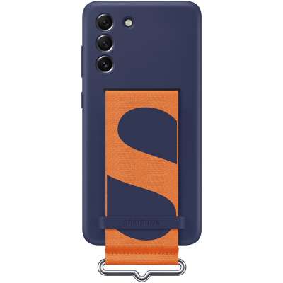 Samsung Galaxy S21 FE Hoesje - Samsung Silicone Cover met Strap - Navy